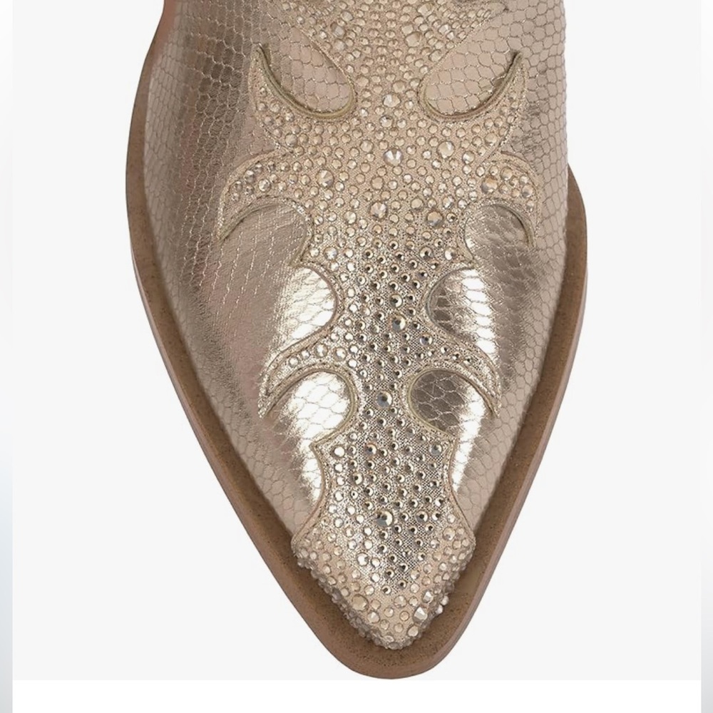 Jessica Simpson Womens Zolly Snake Print Rhinestones Booties bling boots sz 6 - Picture 4 of 12